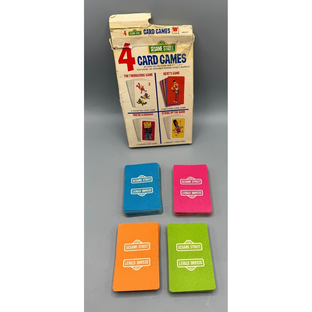 Vintage Sesame Street 4 Card Games Whitman 4464-20 Muppets Jim Henson Retro Toy